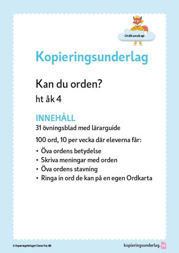 Kan du orden ht åk 4