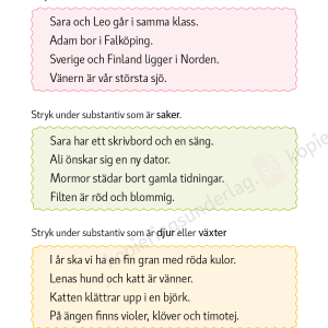 Substantiv - Grundläggande språkövningar för årskurs 1-3