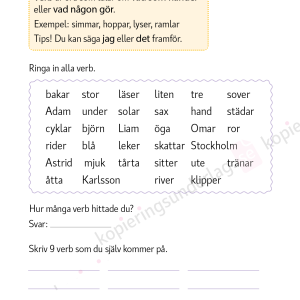 Verb - Språkövningar för årskurs 2-4