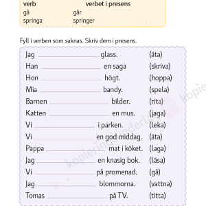 Verb - Språkövningar för årskurs 2-4