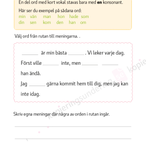 Långa och korta vokaler - Språkövningar för årskurs 1-3