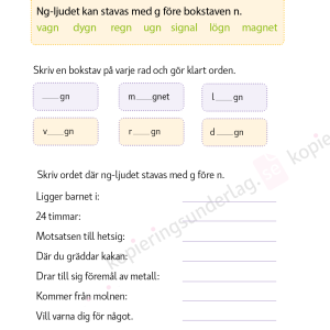 Ng-ljudet - Språkövningar för årskurs 2-5