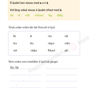 Å-ljudet - Språkövningar för årskurs 2-5