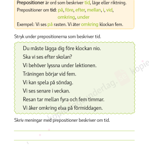 Prepositioner - Språkövningar för årskurs 2-6