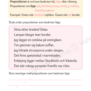 Prepositioner - Språkövningar för årskurs 2-6