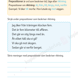 Prepositioner - Språkövningar för årskurs 2-6