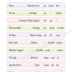Prepositioner - Språkövningar för årskurs 2-6