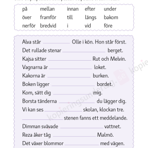 Prepositioner - Språkövningar för årskurs 2-6