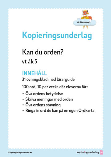 Kan du orden? vt åk 5