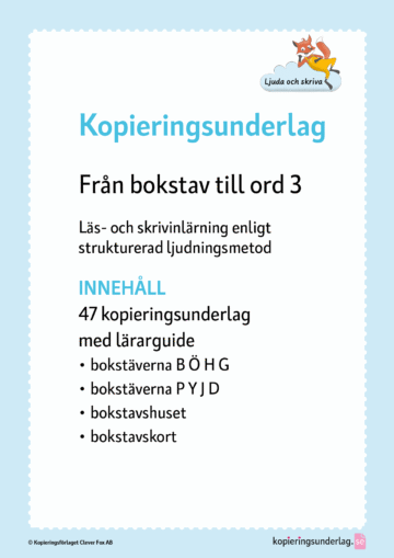Från bokstav till ord 3, bokstäverna BÖHGPYJD